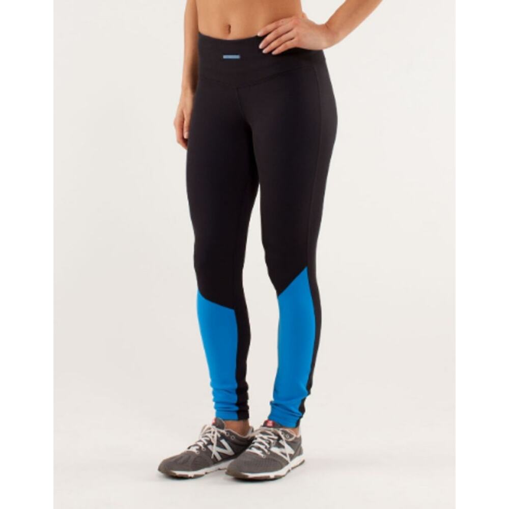Lululemon Runder Under Reversible Pant Size 4 Run Leggings Beaming Blue / Black